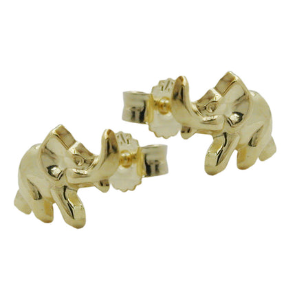 Stud earring 7x10mm elephant shiny 9Kt GOLD