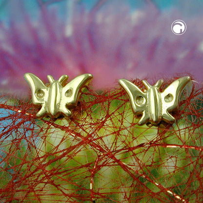 Stud earring 5x7mm butterfly shiny 9Kt GOLD