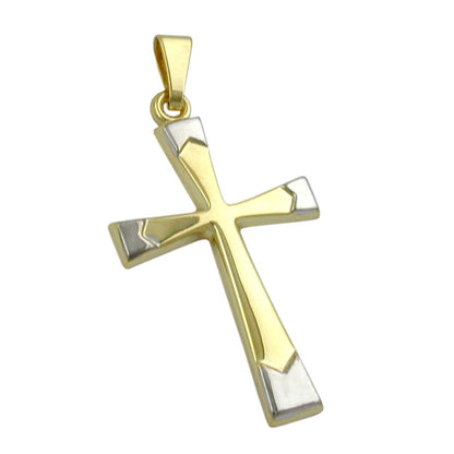Pendant 25x16mm cross bicolor 9Kt GOLD