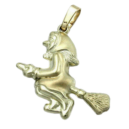 Pendant 20x22mm witch matt-glossy 9Kt GOLD