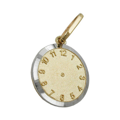 Pendant 12.4mm christening clock bicolor rhodium-plated 9Kt GOLD