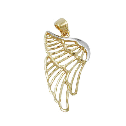 Angel wing pendant 24x14mm bicolor rhodium-plated diamond-cut 9K GOLD