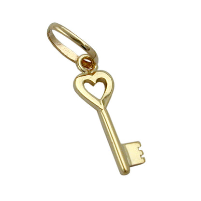 Pendant 15x5mm heart key shiny 9Kt GOLD