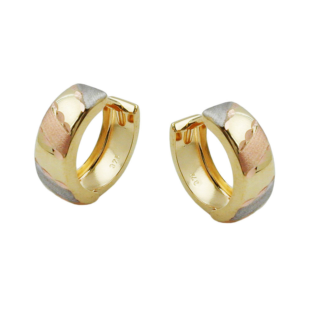 Creole „12×5 mm tricolor diamantiert“ 9 K Gold – fein & edel