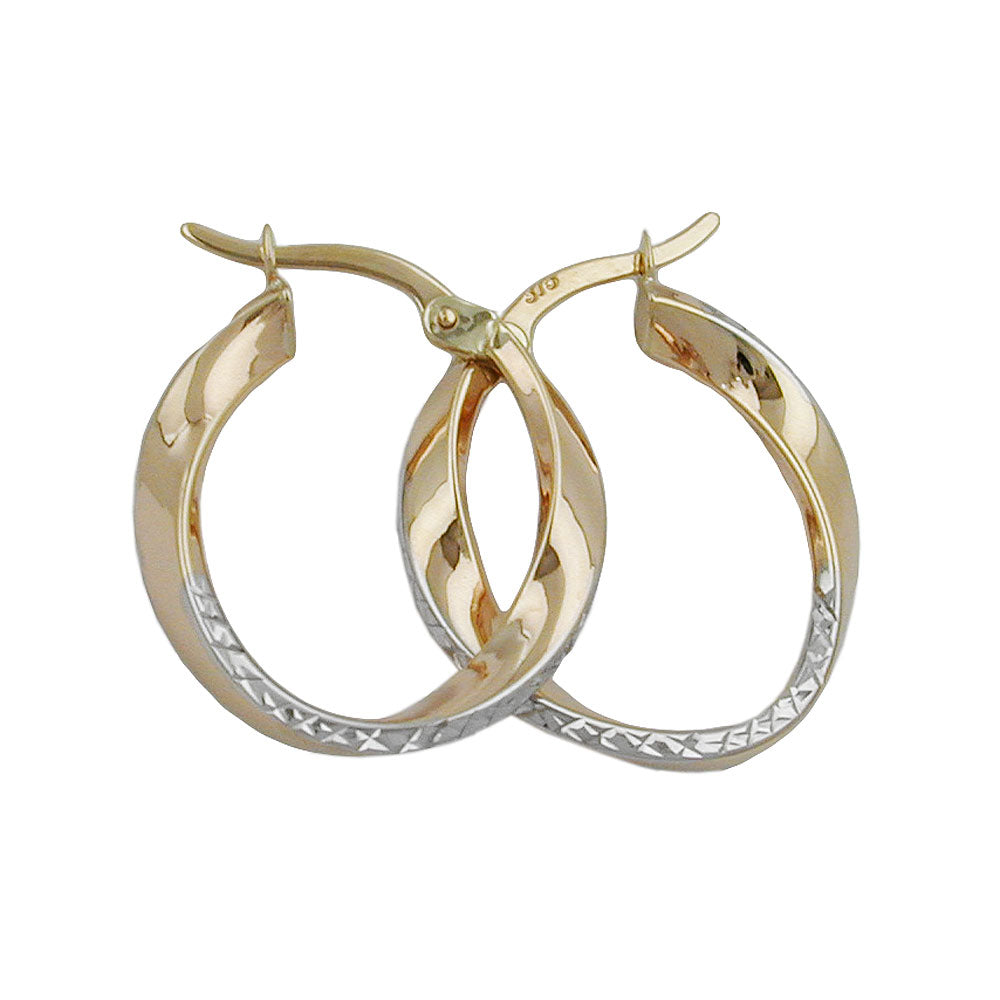 Creole „20×3 mm bicolor diamantiert geschwungen“ 9 K Gold – stilvoll & zeitlos