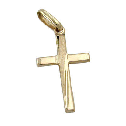 Pendant 22x13mm cross matt-glossy 9Kt GOLD