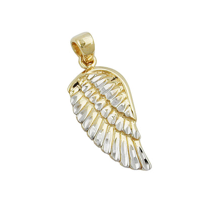 Angel wing pendant 20x10mm bicolor rhodium-plated diamond-cut 9K GOLD