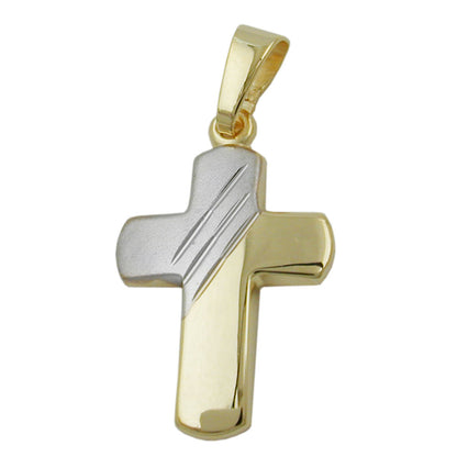 Pendant 16x12mm cross bicolor 9Kt GOLD