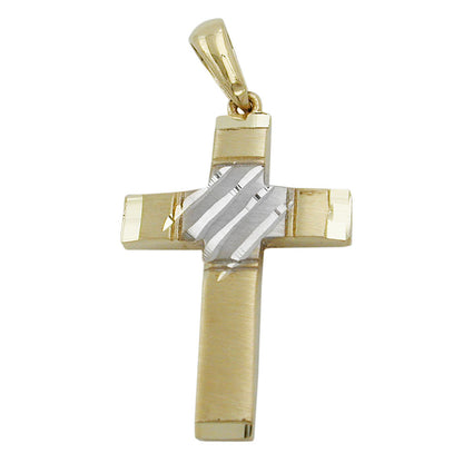 Pendant 20x14mm cross bicolor 9Kt GOLD