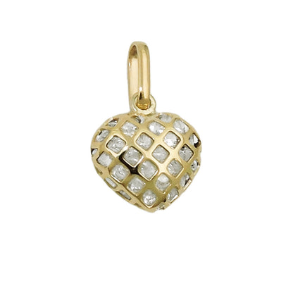 Pendant 11x12mm heart filled with small zirconias 9Kt GOLD