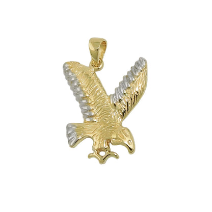 Pendant 20x16mm eagle bicolor rhodium-plated shiny 9Kt GOLD