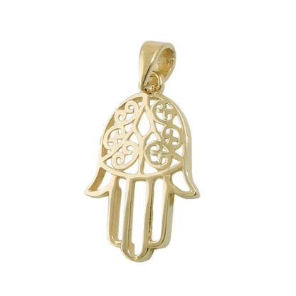 Pendant 16x12mm protective symbol hand 9Kt GOLD