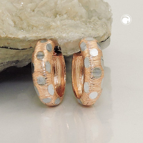 Creole „15×5 mm Klappscharnier bicolor rhodiniert“ 9 K Rotgold – diamantiert & modern