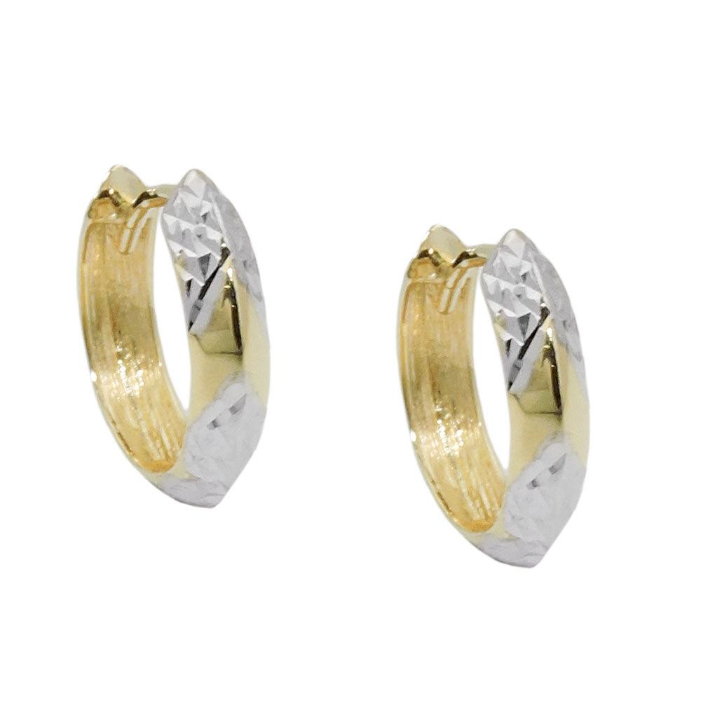Creole „14×3 mm kantig bicolor diamantiert“ 9 K Gold – modern & edel