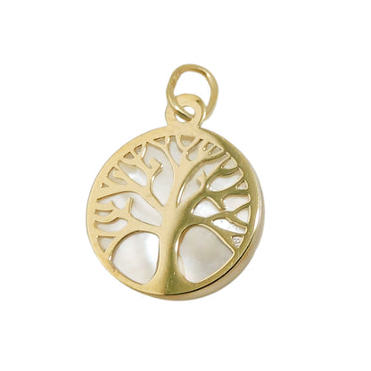 Pendant 12mm Tree of Life with mother of pearl 9Kt GOLD