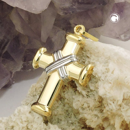 Pendant 20x15mm cross bicolor 9Kt GOLD