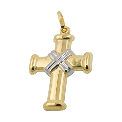Pendant 20x15mm cross bicolor 9Kt GOLD
