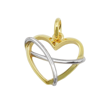 Pendant 13x15mm heart bicolor shiny 9Kt GOLD