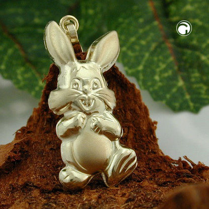 Pendant 20x11mm rabbit matt-shiny 14Kt GOLD