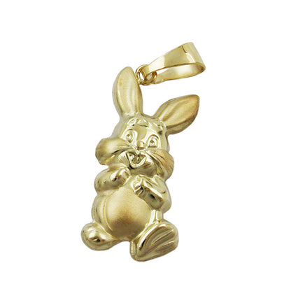 Pendant 20x11mm rabbit matt-shiny 14Kt GOLD