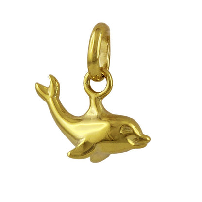 Pendant 12x7mm small dolphin shiny 9Kt GOLD