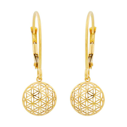 Ohrbrisur Ohrhänger Ohrringe 25x9mm Blume des Lebens 9Kt GOLD