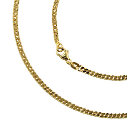 Bracelet 2.4mm flat curb chain shiny 14Kt GOLD 18.5cm