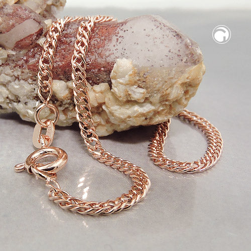 Bracelet 2mm double rhombus twin link 9Kt red gold