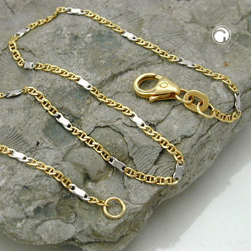 Bracelet 14mm bar armor bicolor 14K GOLD