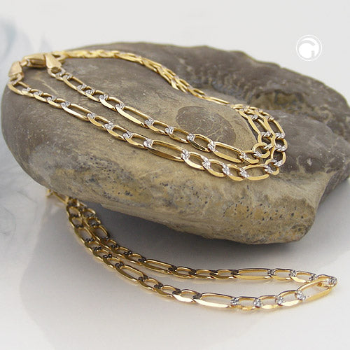 Bracelet 2.7mm Figaro tank bicolor 14K GOLD
