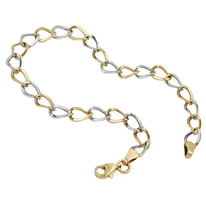 Bracelet 5.1mm wide anchor chain oval bicolor 9K GOLD 19cm