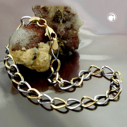 Bracelet 5.1mm wide anchor chain oval bicolor 9K GOLD 19cm