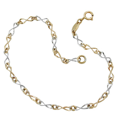 Bracelet 2.7mm fantasy pattern bicolor 9K GOLD 19cm