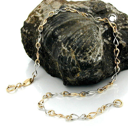 Bracelet 2.7mm fantasy pattern bicolor 9K GOLD 19cm