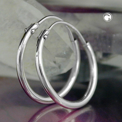 Creole 15mm wire creole with plug closure shiny silver 925