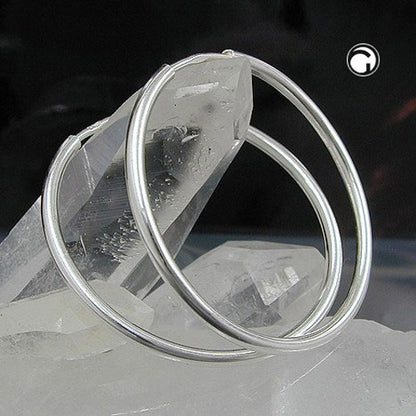 Creole 25mm wire creole with plug closure shiny silver 925