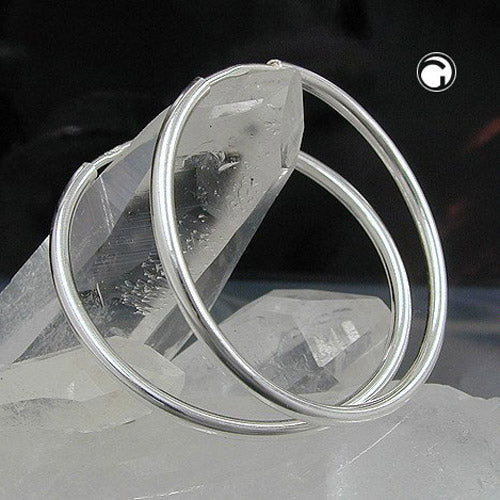 Creole 25mm wire creole with plug closure shiny silver 925