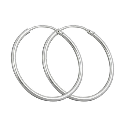 Creole 25mm wire creole with plug closure shiny silver 925