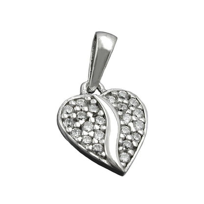 Pendant 10mm heart with zirconias rhodium-plated silver 925