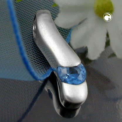 Pendant 19x5mm with synthetic spinel matt brushed silver 925