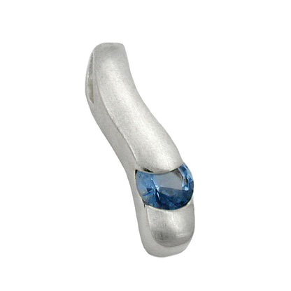 Pendant 19x5mm with synthetic spinel matt brushed silver 925