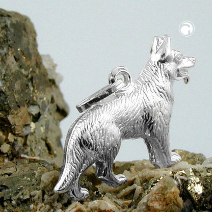 Pendant 14x20mm German Shepherd shiny silver 925