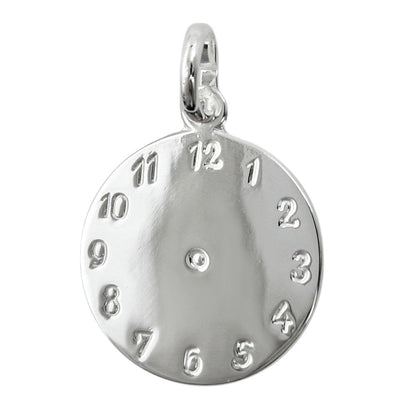 Pendant 14mm birth pendant clock shiny silver 925