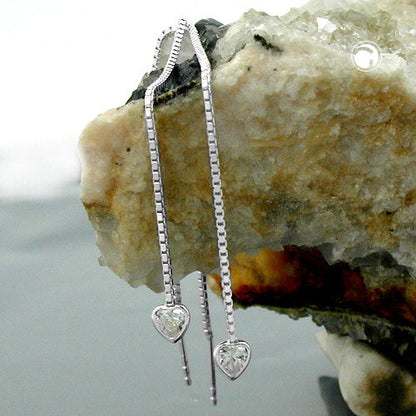 Pull-through earring 110mm heart with zirconia silver 925