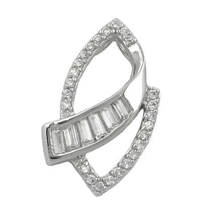 Pendant 29x18mm many zirconias shiny rhodium-plated silver 925