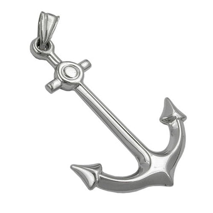 Pendant 36x25mm large anchor rhodium-plated silver 925