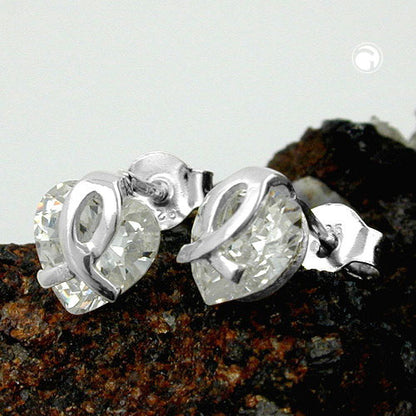 Stud earring 7.5x7mm heart made of zirconia silver 925