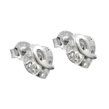 Stud earring 7.5x7mm heart made of zirconia silver 925