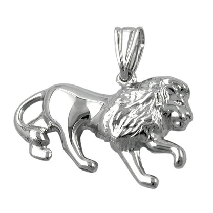 Pendant 15x23mm lion shiny rhodium-plated silver 925