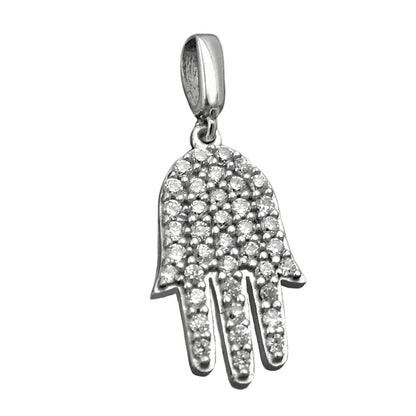 Pendant 15x10mm symbol hand with zirconias silver 925